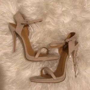 BooHoo nude suede platform heels